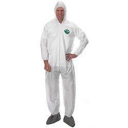 Lakeland Hooded Coverall w/Boots,White,2XL,PK50 CTL414V-2X