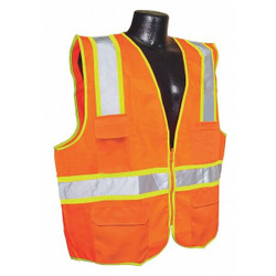 Condor High Visibility Vest,Orange/Red,5XL 53YM63
