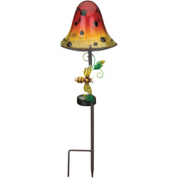 Regal Art & Gift 21.25 In. Orange Dottie Mushroom LED Solar Stake Light 12510