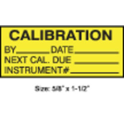 Stranco Calibration Label,ENG,Black/Yellow,PK350 TCF-22135