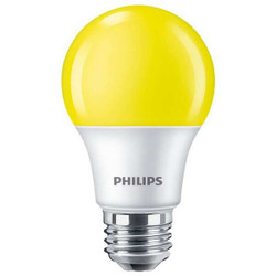 Philips LED,8 W,A19,Medium Screw (E26) 8A19/LED/YELLOW/P/ND 120V 4/1FB