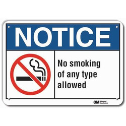 Lyle No Smoking Sign,7 in x 10 in,Aluminum LCU5-0026-RA_10x7