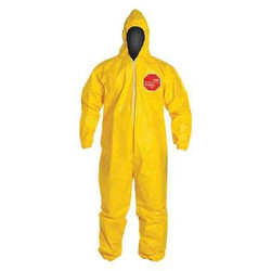 Dupont Hooded Coverall,Elastic,Yellow,2XL,PK12 QC127SYL2X0012NF