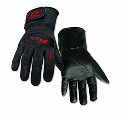 SPS Ironflex TIG Gloves, Black Grain Kidskin Nomex Back Velcro Cuff, Lg 0260L