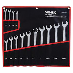 14 PIECE SAE FULL POLISHED V-GROOVE COMBINATION WRENCH SET 9915A
