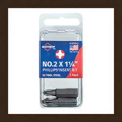 No. 2 x 1.25" Phillips Insert Bit, 2 Pack 18749-2