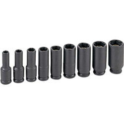 9-Piece 3/8 in. Drive 6-Point SAE Magnetic Deep Impact Socket Set 1209DG