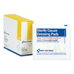 First Aid Only™ Gauze Dressing Pads, Sterile, 3 X 3, 10 Dual-Pads/box I211