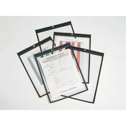 Baw Plastics Job Ticket Holder,Clear,12" H SEWN HDR 9X12 BLK