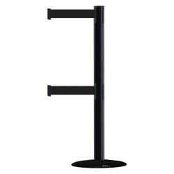 Tensabarrier Barrier Post with Belt,7-1/2 ft. L,Black 889T2B-33-33-STD-NO-B9X-C
