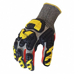 Impact Gloves,XL,Gray/Red/Hi-Vis Yllw,PR