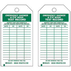 Brady Emer Sh & Eye Wash Test Rcd Tag,PK10 86560