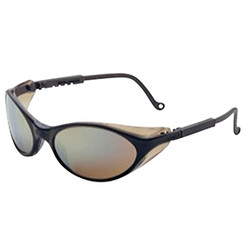 Ultra-Dura Anti Scratch Protective Eyewear, Gold Mirror Lens Tint, Black Frame S1604