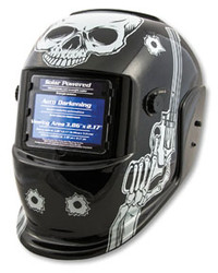 Solar Powered Auto Dark Welding Helmet, Skull/Pistol 41282