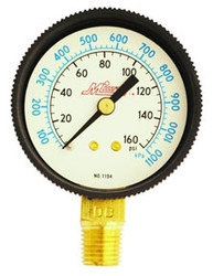 Gauge 1/4" NPT, 0-160 PSI, Bottom Mount 1194