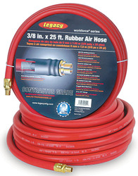 Workforce Air Hose, 3/8 in. x 25 ft., 1/4 Fittings, Rubber, Red HRE3825RD2