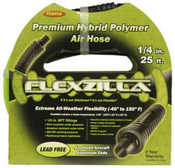 Flexzilla, ¼ in x 25 ft. Yellow Air Hose with ¼ in. MNPT Ends and Bend Retrictors HFZ1425YW2