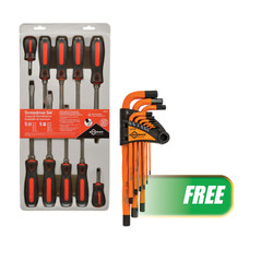 10 Pc. Screwdriver Set w/FREE 9 Pc. SAE Twisted Hex Key Set 81276