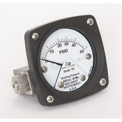 Midwest Instrument Pressure Gauge,0 to 50 psi 120-AA-00-OO-50P