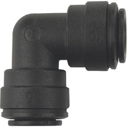 John Guest Union Elbow,Black,3/8" Tube Size,PK10 PP0312E