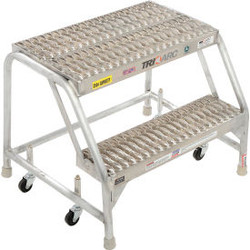 2 Step Aluminum Rolling Ladder 24""W Grip Step W/O Handrails - WLAR002245