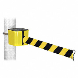 Retracta-Belt Warehouse Barrier,20ft Black/Yellow Belt WH412YW20-BYD-HC