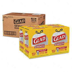 Glad Kitchen Bags,13 gal.,0.95 mil,Wht,PK400 CLO 78526