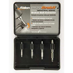 Alden Screw Extractor Set,4pc,HSS,Plastic Case 4507P