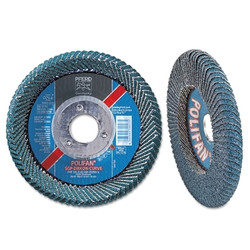 POLIFANÂ® SGP Zircon-Curve Radial Type PFR Flap Disc, 4-1/2 in x 5/8 in, 40 Grit, 5/8 in to 11 Arbor, 13,300 RPM