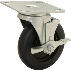 Global Industrial Medium Duty 5"" Polyurethane Swivel Plate Caster with Brake -