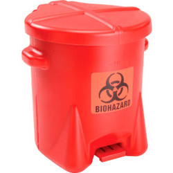 Eagle 6 Gallon Poly Safety Biohazardous Waste Can Red - 943BIO