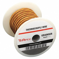 Tempco Thermocouple Wire,J,24AWG,Brn,100ft  TCWR-1013