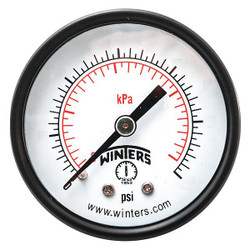 Winters Pressure Gauge,2" Dial Size,Black PEM1414