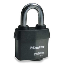 Master Lock Keyed Padlock, 7/8 in,Rectangle,Black  6127N