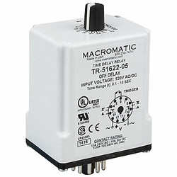 Macromatic Time Delay Relay,120VAC/DC,10A,DPDT  TR-51622-12