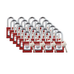 Brady Padlock,6 Pins,Red,PK24 SDPL-RED-38ST-KD24