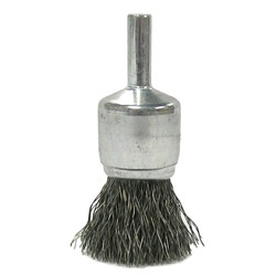 Crimped Wire Solid End Brushes, Stainless Steel, 22,000 rpm, 3/4" x 0.02"