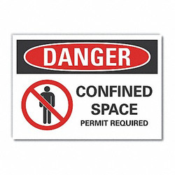 Lyle Confined Space Danger Labl,5x7in,Polyest LCU4-0208-ND_7X5