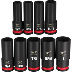 Milwaukee Tool Impact Socket Set,Steel,6-Point,1/2"  49-66-7022