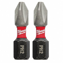 Milwaukee Tool Insert Bit,1/4",Phillips,#2,1",PK2 48-32-4412