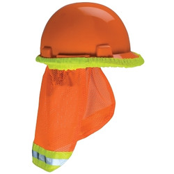 SunShade Hard Hat Protector, Fits Most Hats and Caps, Orange with Reflective Stripe