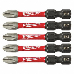 Milwaukee Tool Insert Bit,1/4",Phillips,#2,2",PK5 48-32-4602