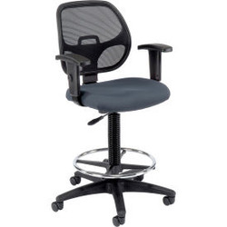 Interion Drafting Stool - Fabric - Gray