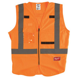Milwaukee Tool High Visibility Vest,2XL/3XL,Orange/Red 48-73-5033