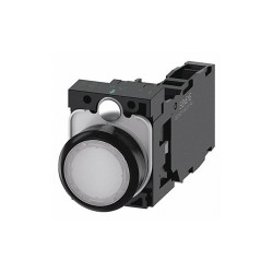 Siemens IllumPushButton,FullVolt,White,1NO/1NC 3SU1102-0AB60-1FA0