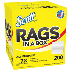 Scott® Rags In A Box, 9" x 12", White, 8 Boxes/200 Each