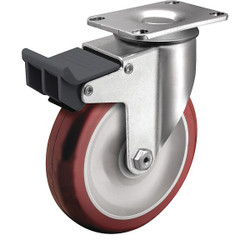Colson Plate Caster,Swivel,Polyurethane,5 1/8"H 2.04256.95 BRK5