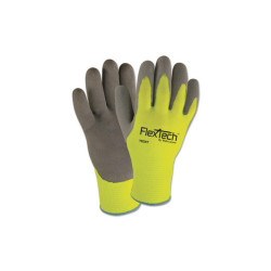 FlexTech Hi-Visibility Knit Thermal Gloves with Latex Palm, X-Large, Gray/Green