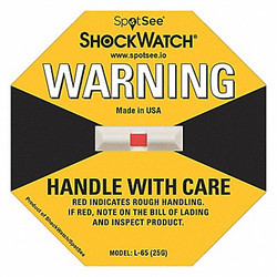 Shockwatch G-Force Indicator Label,25G,PK50 20700
