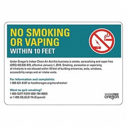 Lyle No Smoking Sign,10inx14in,Aluminum LCU1-2000-NA_14x10